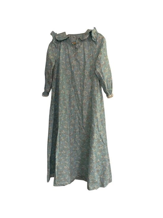 Vintage Dresses & Skirts - Vintage Floral Nightgown Dress Prairie Lace Modesty Puff Sleeve Maxi Multicolor